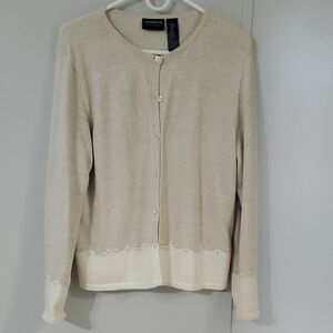 Talbots Cream Button-Up Cardigan